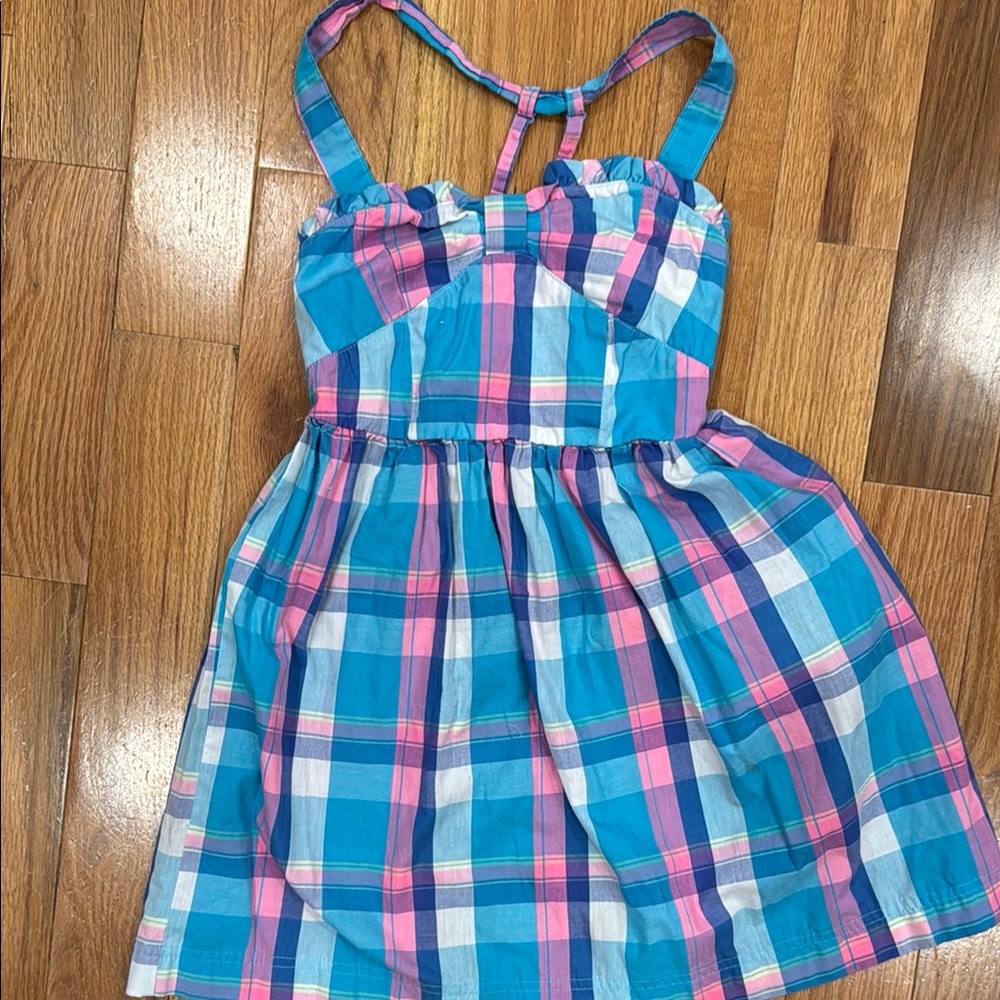 Hartstrings Blue and Pink Ruffled Smocked Sundress Sz 7